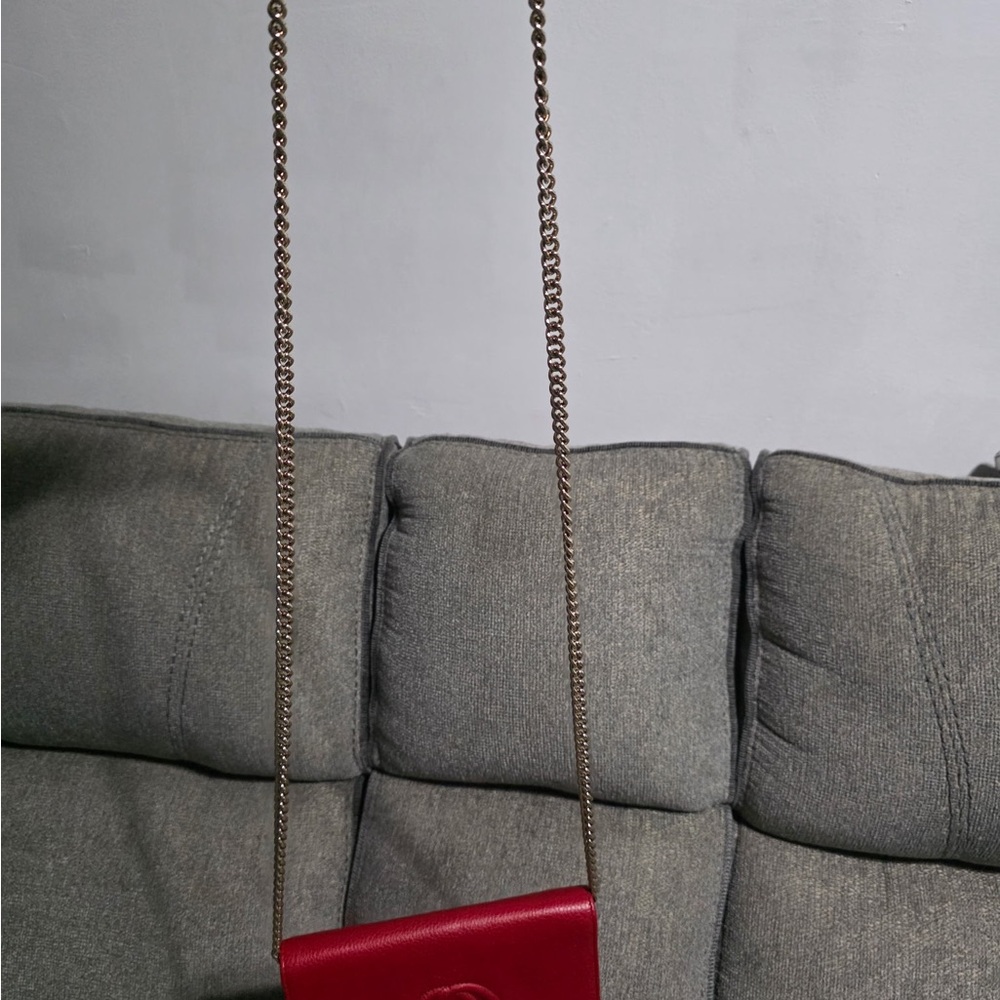 Gucci Red Crossbody Bag with Gold Chain